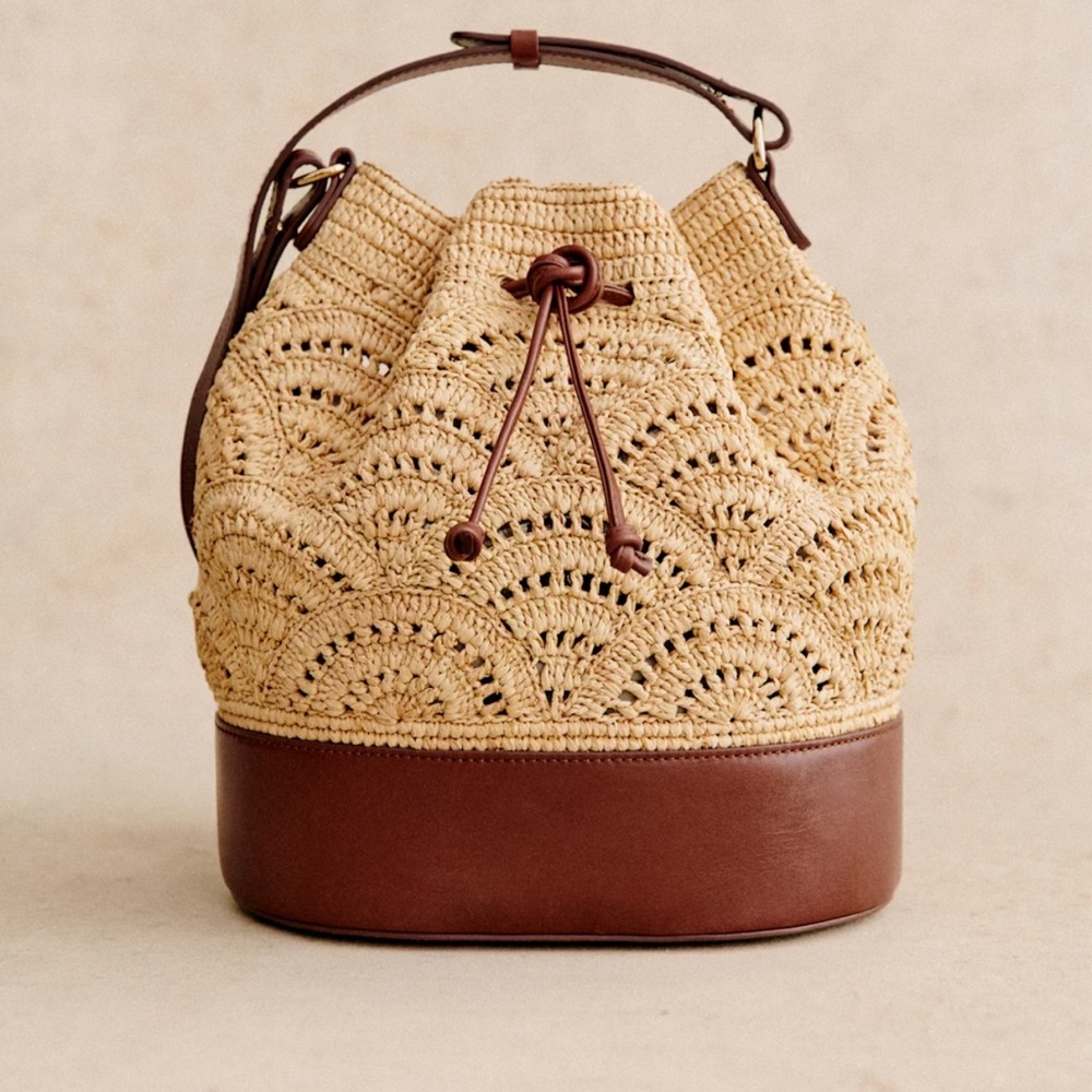 Sezane Alma Raffia Bucket Bag